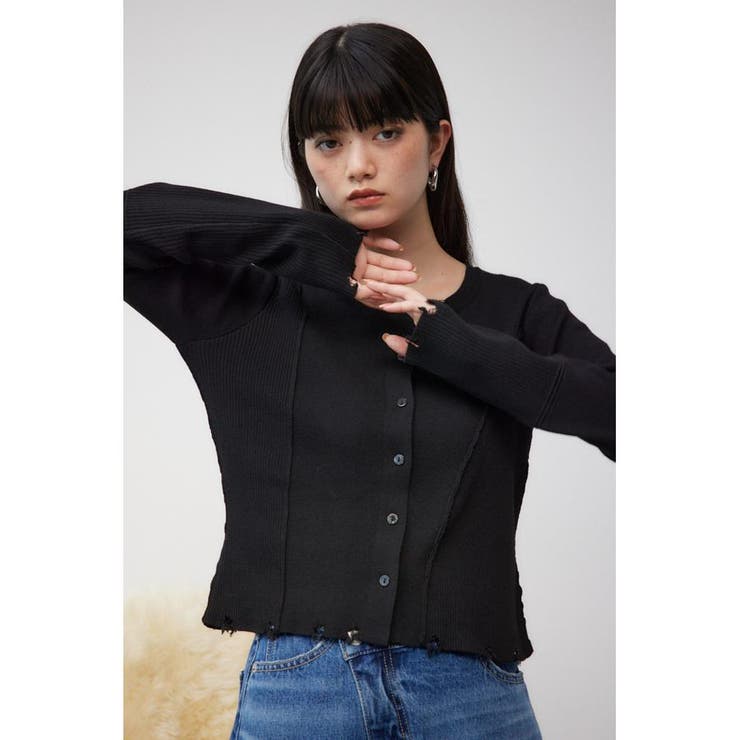 ダメージスイッチングカーディガン | AZUL BY MOUSSY | 詳細画像1 