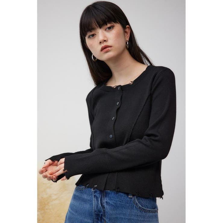 ダメージスイッチングカーディガン | AZUL BY MOUSSY | 詳細画像2 