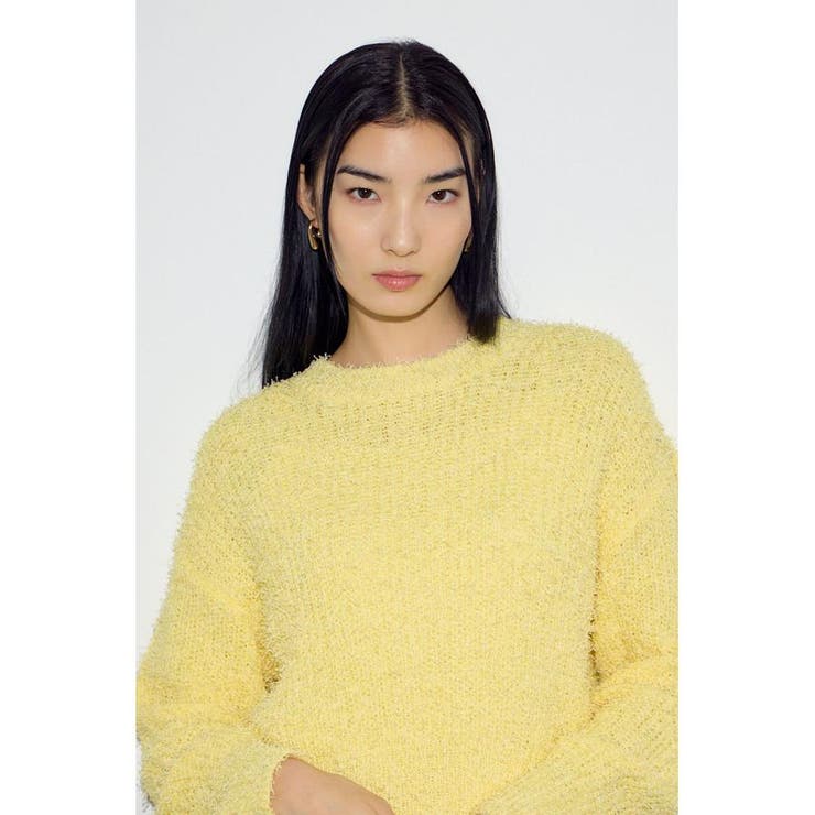 L/YEL1 | カールヤーンクルーネックニット | AZUL BY MOUSSY