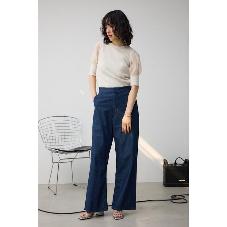 MOUSSY ライトブルー ワイドレッグパンツ AZUL BY MOUSSY | AZUL DENIM ライトオンスワイド (ワイド