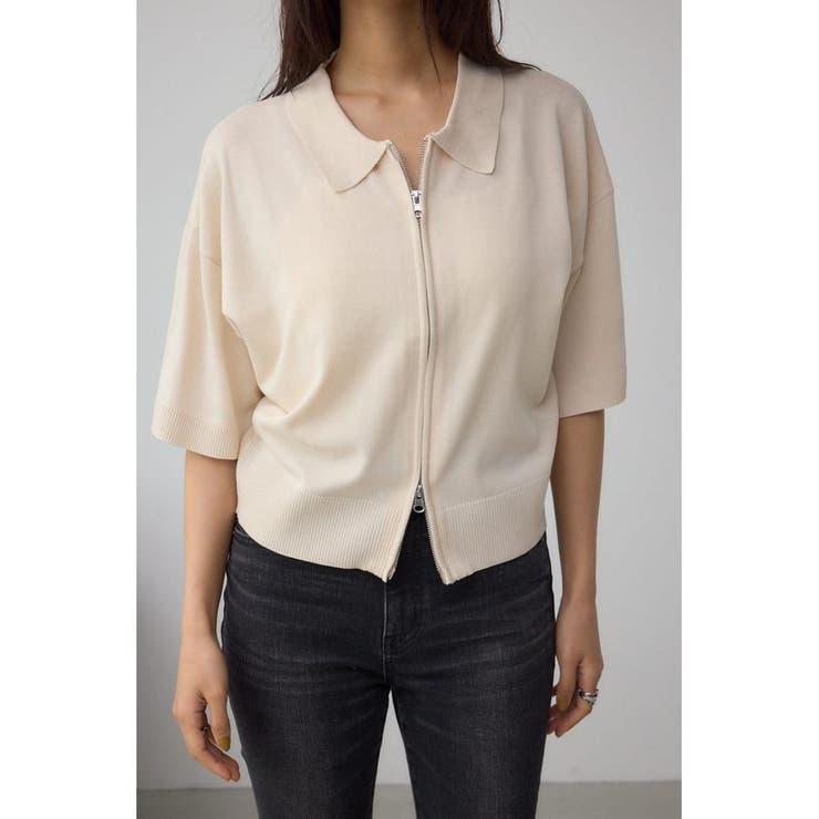 IVOY3 | Wジップポロカラーニットカーディガン | AZUL BY MOUSSY