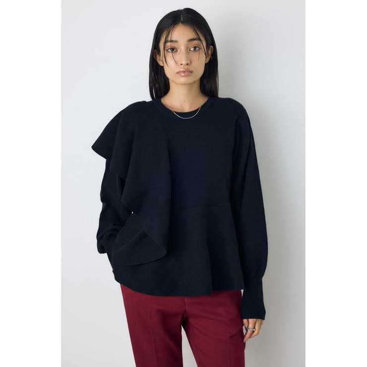 BLK | サイドラッフルペプラムニットトップス | AZUL BY MOUSSY