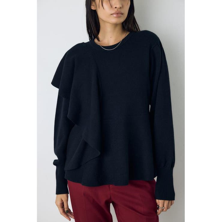 サイドラッフルペプラムニットトップス | AZUL BY MOUSSY | 詳細画像1 
