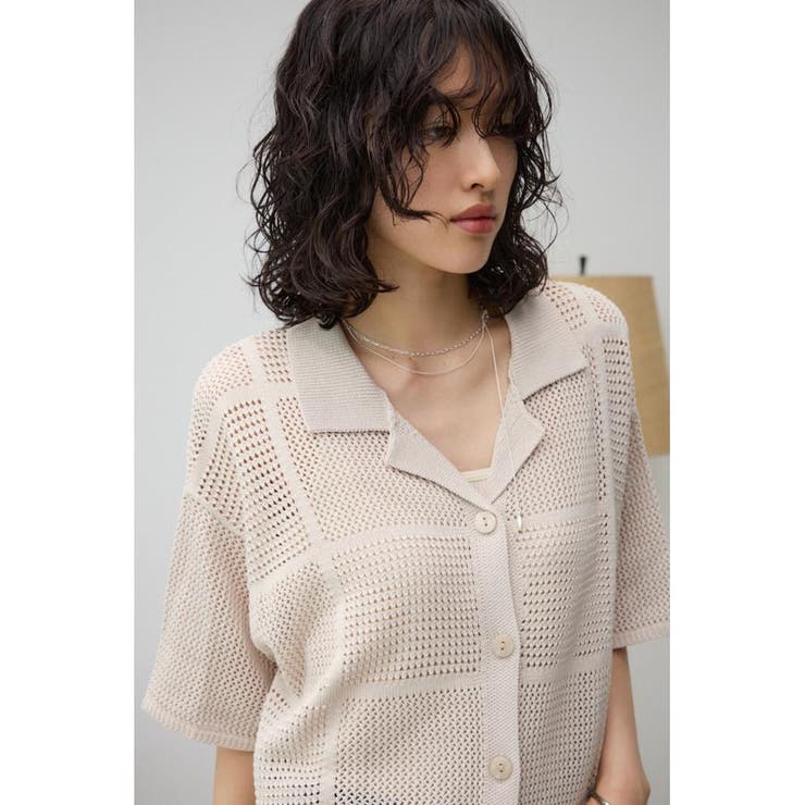 メッシュニット切り替えデザインカーディガン | AZUL BY MOUSSY | 詳細画像1 