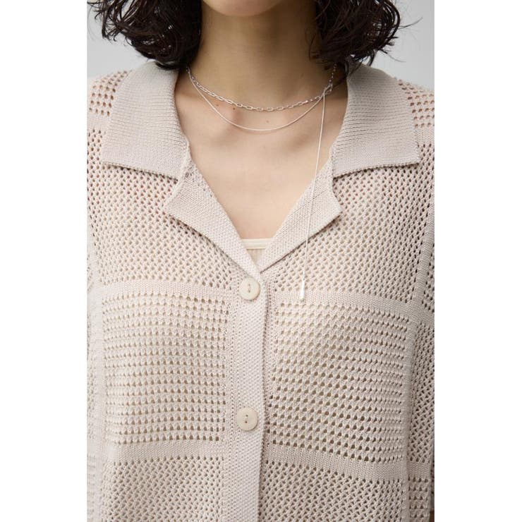 メッシュニット切り替えデザインカーディガン | AZUL BY MOUSSY | 詳細画像7 