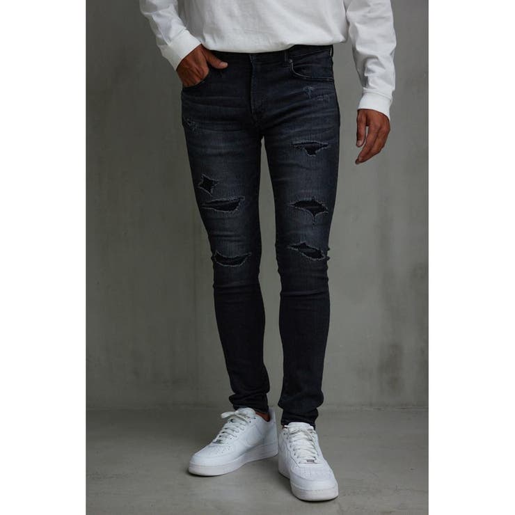 L/BLK1 | AZUL DENIM 15TH リペアスキニー | AZUL BY MOUSSY