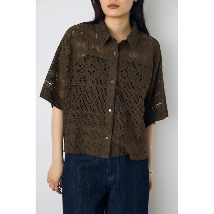 レースハーフスリーブシャツ | AZUL BY MOUSSY | 詳細画像22 