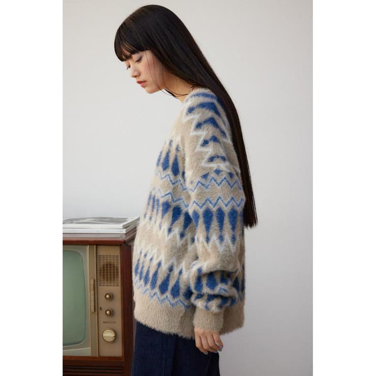 柄シャギーニットカーディガン | AZUL BY MOUSSY | 詳細画像12 