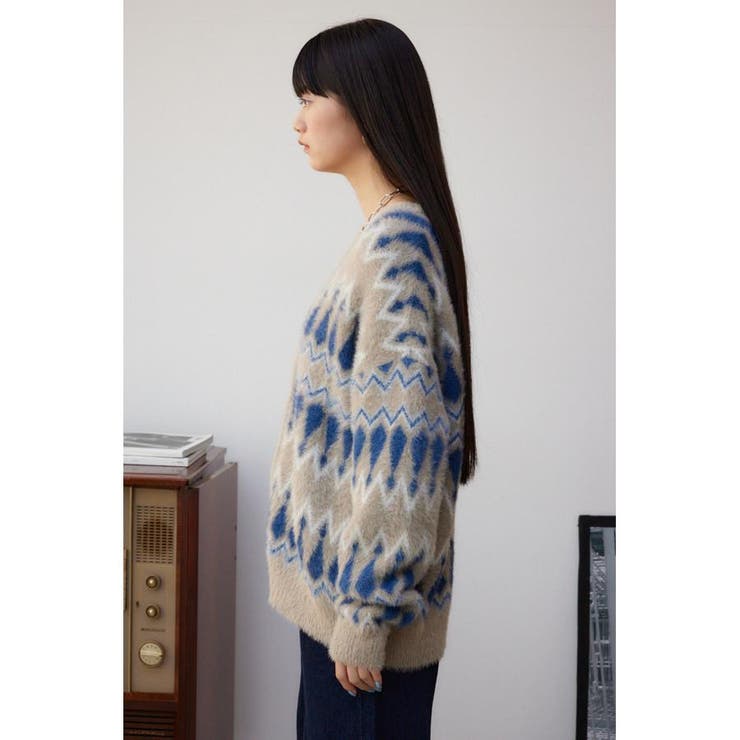 柄シャギーニットカーディガン | AZUL BY MOUSSY | 詳細画像15 