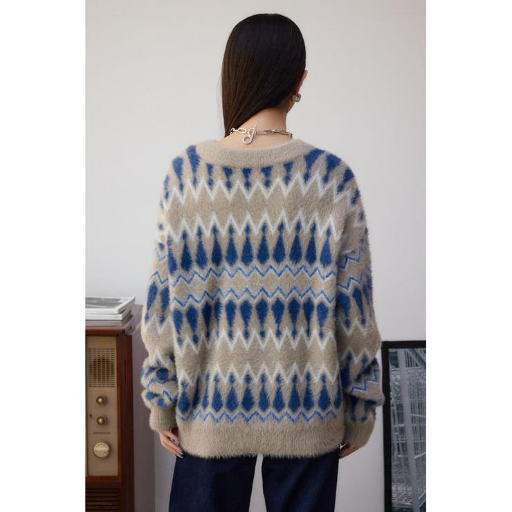 柄シャギーニットカーディガン | AZUL BY MOUSSY | 詳細画像16 