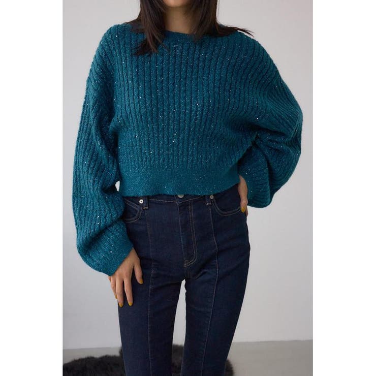 D/BLU3 | ドロストリングスパンコールラメニット | AZUL BY MOUSSY