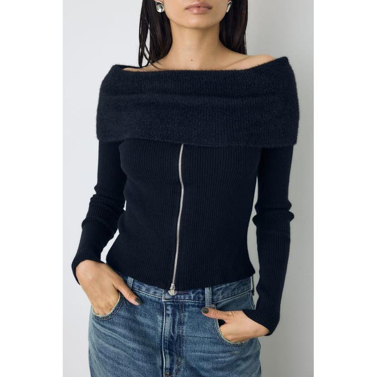 シャギーコンビジップオフショルニット | AZUL BY MOUSSY | 詳細画像9 