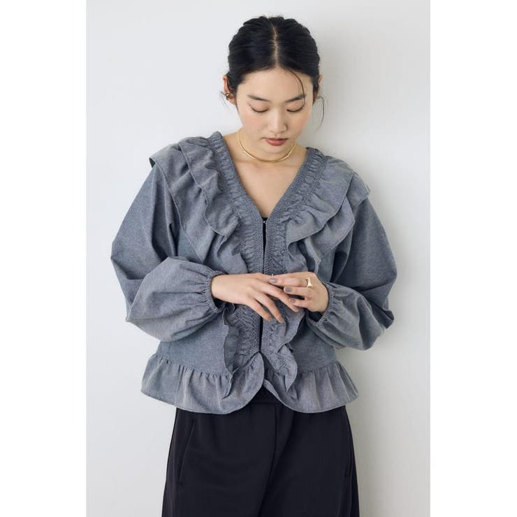BLU | フロントホックラッフルブラウス | AZUL BY MOUSSY