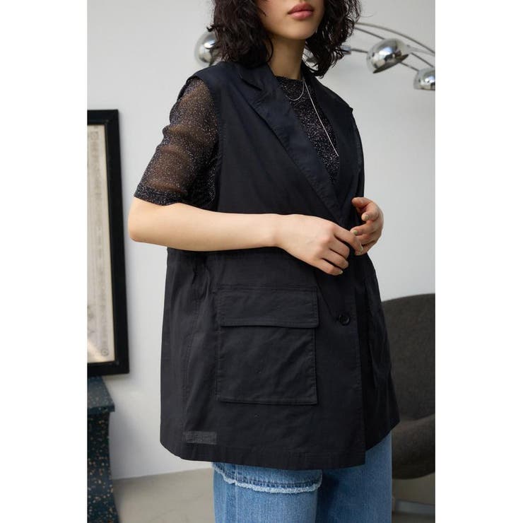 BLK | ドロストリングシアーベスト | AZUL BY MOUSSY