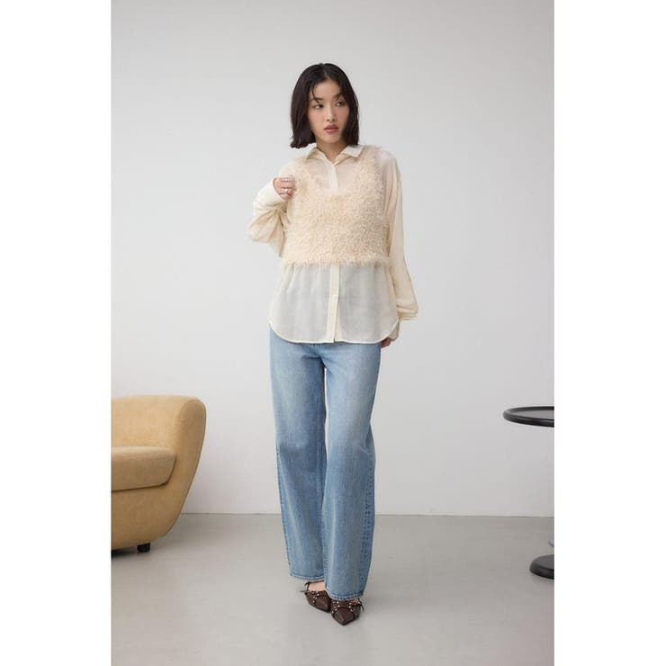 バックオープンポンポンヤーンベスト | AZUL BY MOUSSY | 詳細画像4 