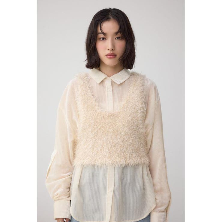 バックオープンポンポンヤーンベスト | AZUL BY MOUSSY | 詳細画像5 