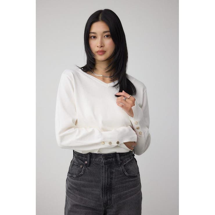 格上げ 2WAYボタンデザインニット[品番：AZLW0023789]｜AZUL BY MOUSSY 
