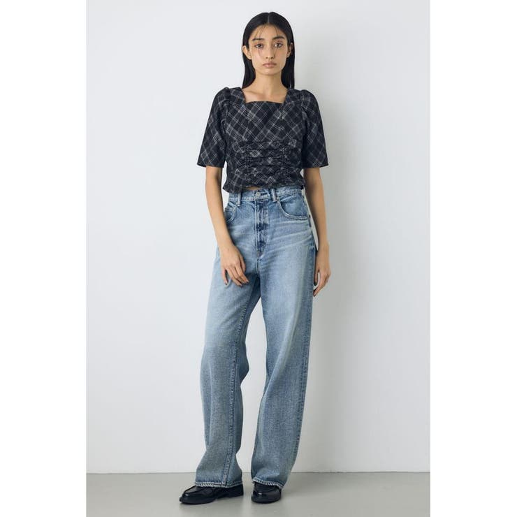 フロントギャザーデニムチェックブラウス | AZUL BY MOUSSY | 詳細画像5 