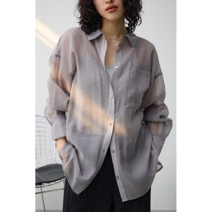 GRY | バックスリットシアーオーバーシャツ | AZUL BY MOUSSY