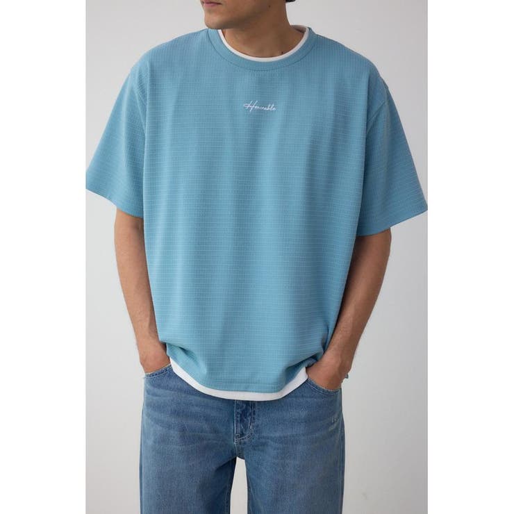 L/BLU1 | フェイクレイヤードジャガードTシャツ | AZUL BY MOUSSY