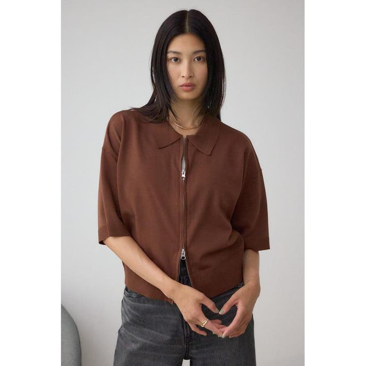 Wジップポロカラーニットカーディガン | AZUL BY MOUSSY | 詳細画像23 