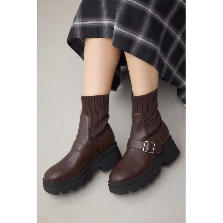 ベルトデザイントラックソールソックスブーツ | AZUL BY MOUSSY | 詳細画像14 