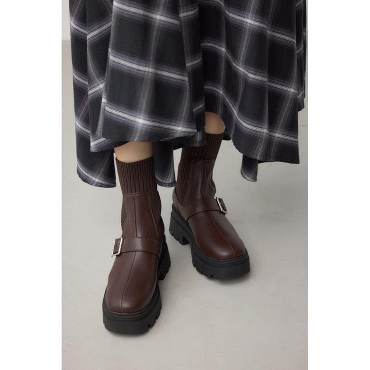 ベルトデザイントラックソールソックスブーツ | AZUL BY MOUSSY | 詳細画像15 