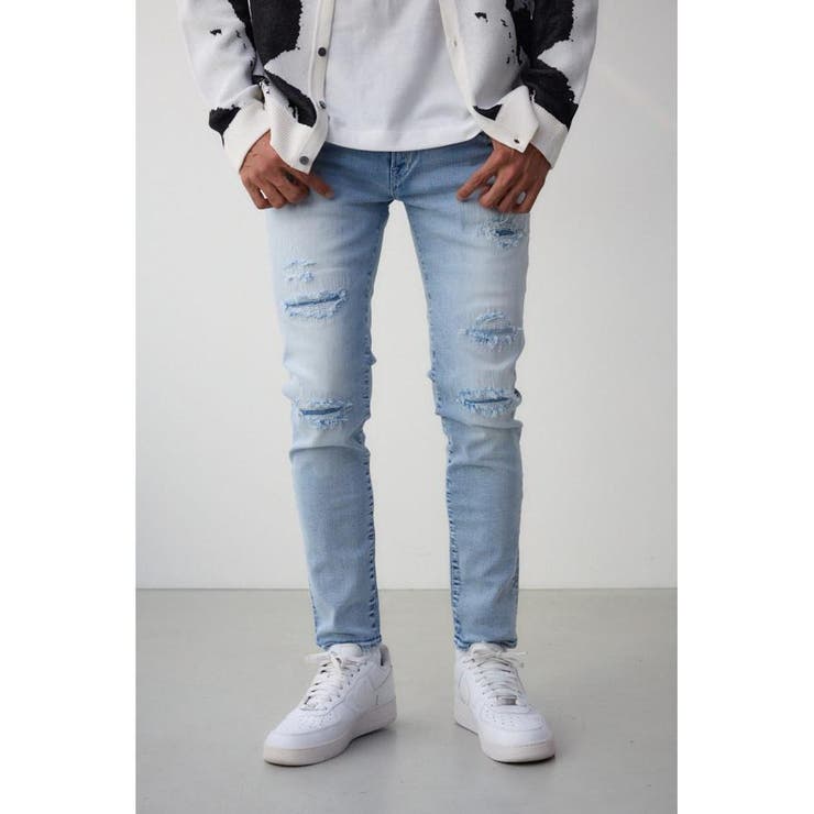 L/BLU1 | AZUL DENIM リペアスキニー | AZUL BY MOUSSY