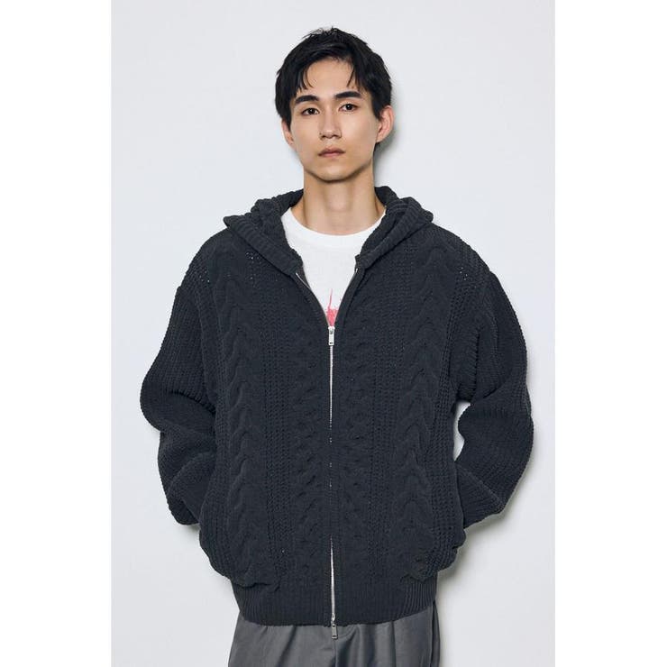 GRY | ジップアップニットフーディー | AZUL BY MOUSSY