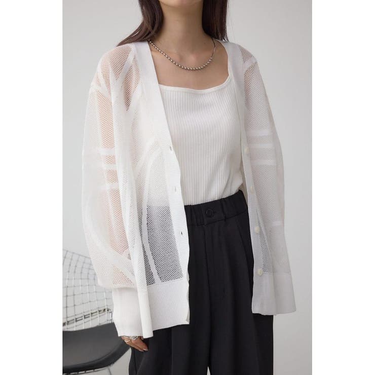 O/WHT1 | スカシガラニットカーデ | AZUL BY MOUSSY