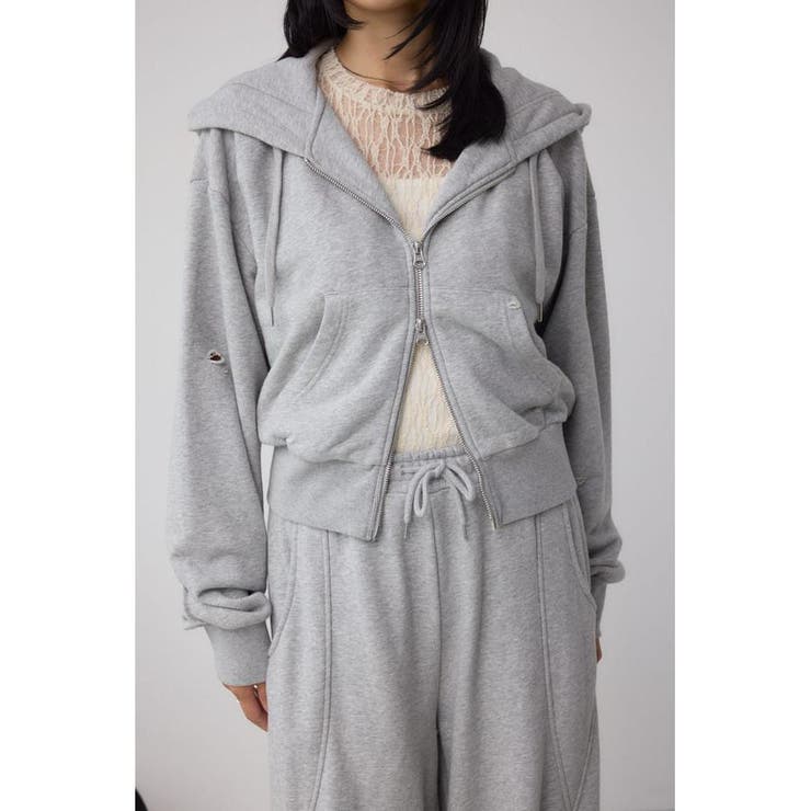 T.GRY | ジップアップダメージフーディー | AZUL BY MOUSSY