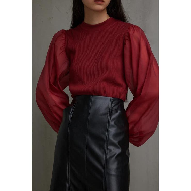 袖シアー袖リブトップス[品番：AZLW0021239]｜AZUL BY MOUSSY