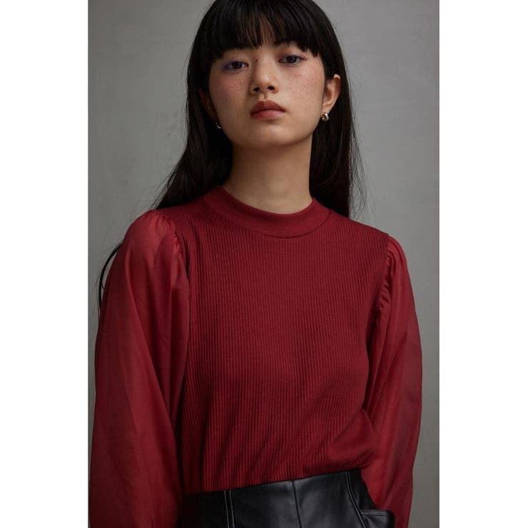 袖シアー袖リブトップス[品番：AZLW0021239]｜AZUL BY MOUSSY