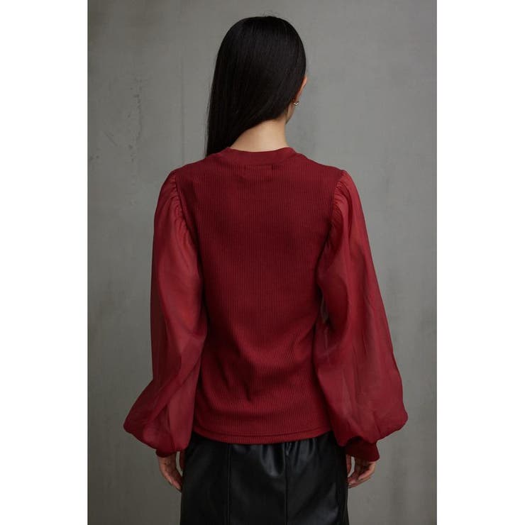 袖シアー袖リブトップス[品番：AZLW0021239]｜AZUL BY MOUSSY