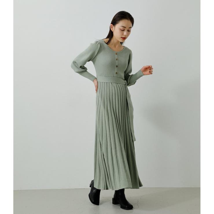 PLEATS KNIT ONEPIECE[品番：AZLW0019646]｜AZUL BY MOUSSY（アズール