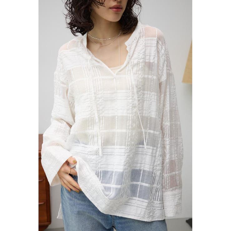 O/WHT1 | シアースキッパーブラウス | AZUL BY MOUSSY