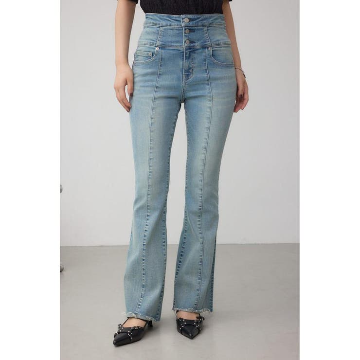 L/BLU1 | AZUL DENIM ハイウエストボタンフレアデニム | AZUL BY MOUSSY