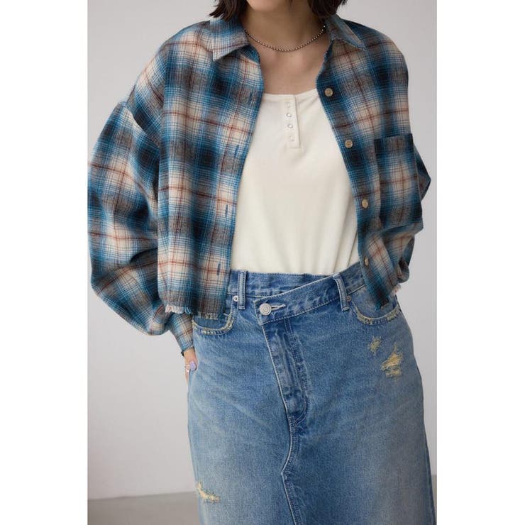 柄BLU5 | アソートフリンジチェックシャツ | AZUL BY MOUSSY