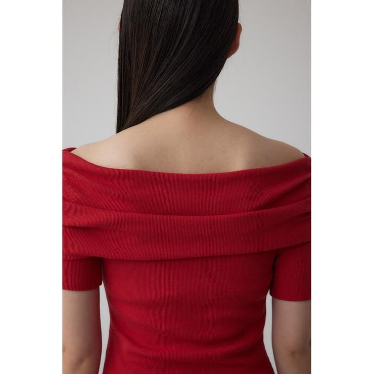 バーガンディ オフショルダー トップスとマフラー！ オフショルダーリブトップス[品番：AZLW0023385]｜AZUL BY MOUSSY