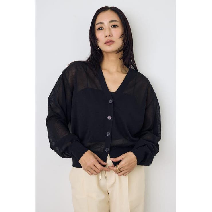 BLK | シアーニットカーディガン | AZUL BY MOUSSY