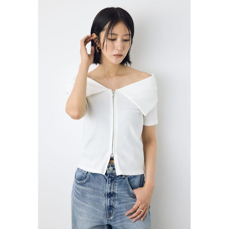 O/WHT1 | ダブルジップオフショルトップス | AZUL BY MOUSSY