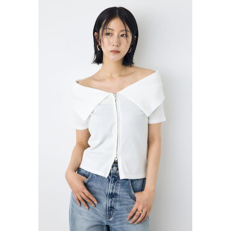 ダブルジップオフショルトップス | AZUL BY MOUSSY | 詳細画像1 