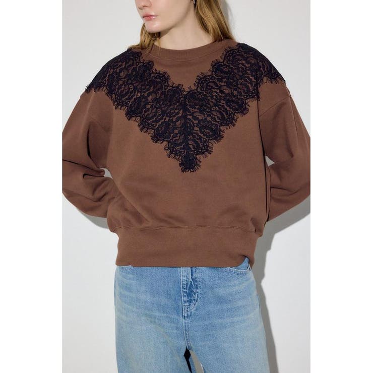 バイカラーレースクルーネックスウェット | AZUL BY MOUSSY | 詳細画像2 