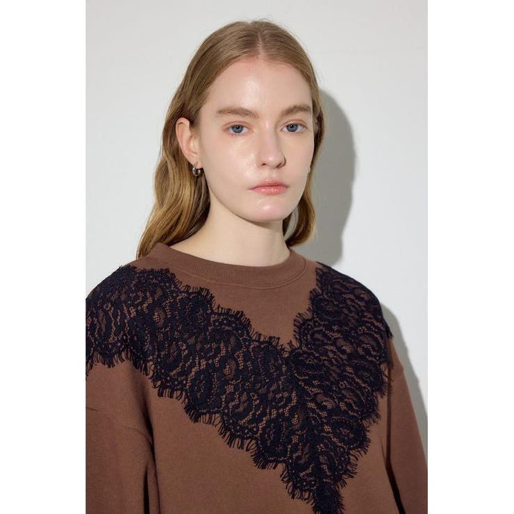 バイカラーレースクルーネックスウェット | AZUL BY MOUSSY | 詳細画像3 