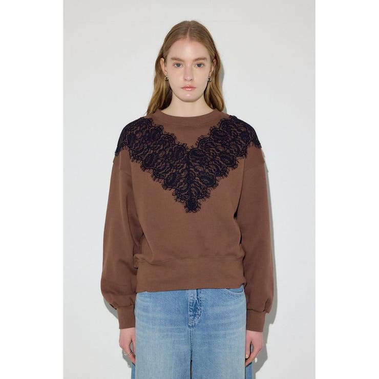 バイカラーレースクルーネックスウェット | AZUL BY MOUSSY | 詳細画像5 