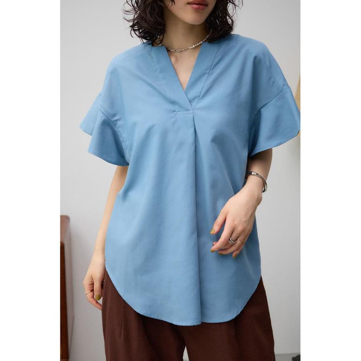 BLU | ラッフルスリーブスキッパーブラウス | AZUL BY MOUSSY