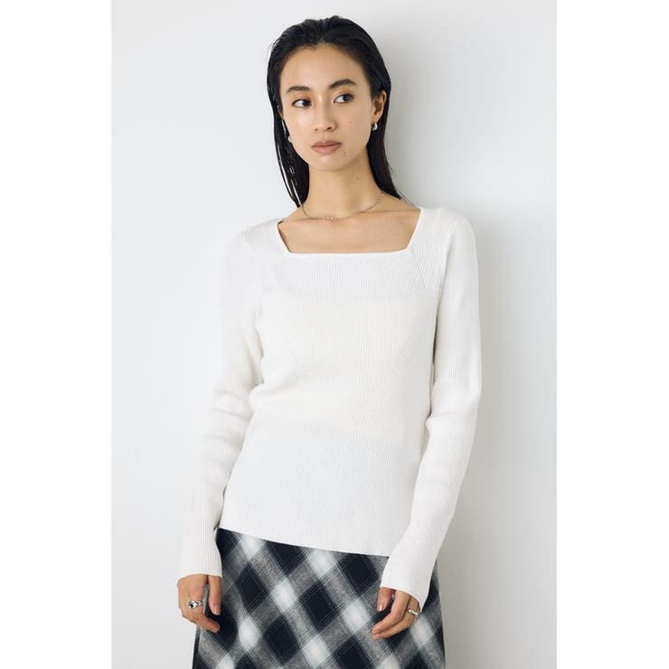 O/WHT1 | スクエアネックリブニット | AZUL BY MOUSSY