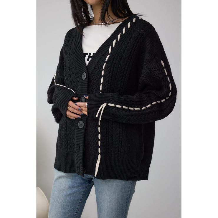 BLK | ステッチデザインカーディガン | AZUL BY MOUSSY