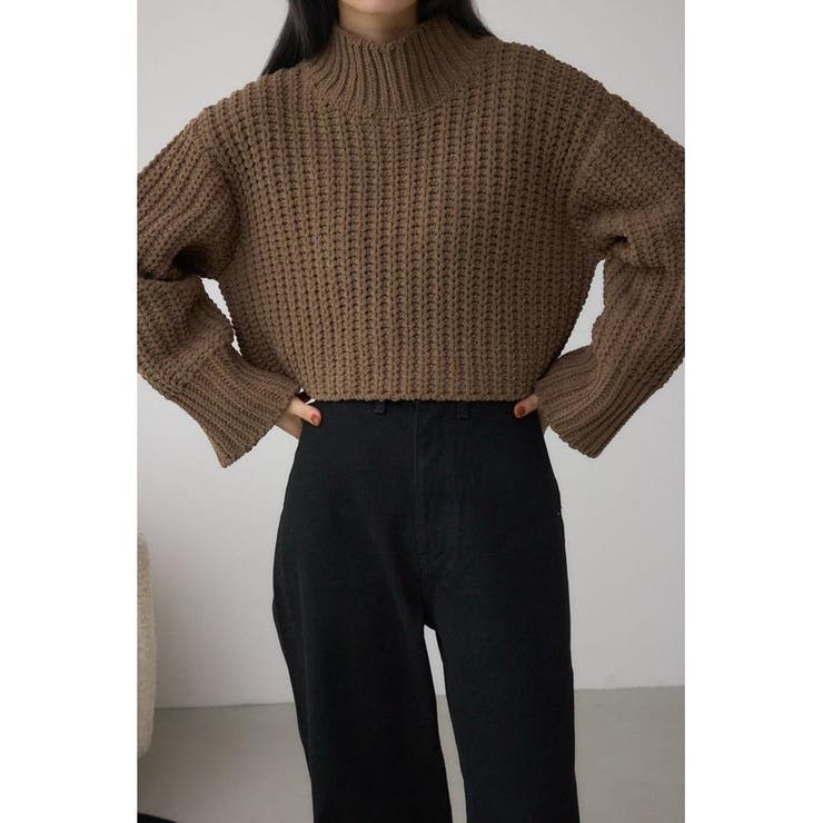 L/BRN1 | マットモールクロップドハイネックニット | AZUL BY MOUSSY