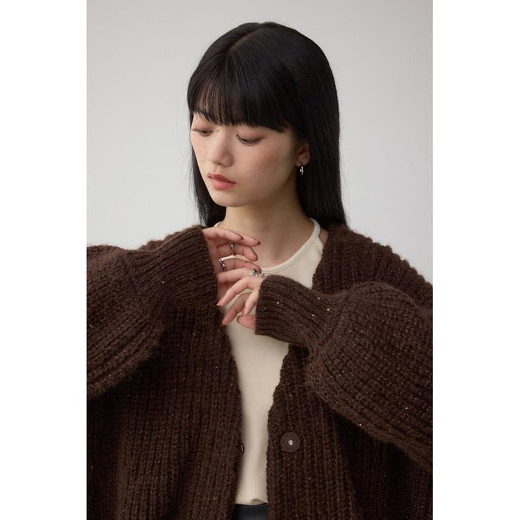 スパンコールニットカーディガン | AZUL BY MOUSSY | 詳細画像1 